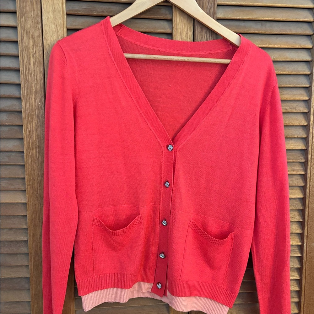Ports 1961 Red and pink V-Neck Button Pocket Cardigan